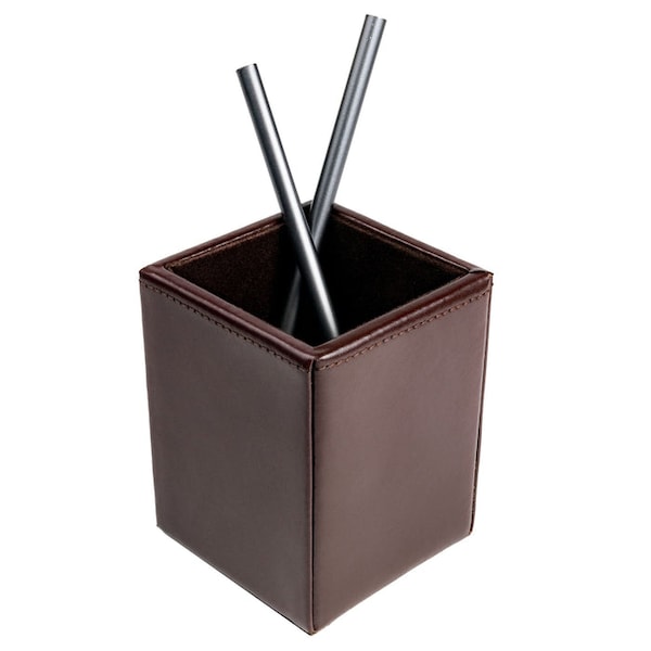 Dacasso Dark Brown Bonded Leather Pencil Cup AG-3610 - main